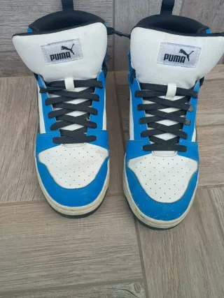 Scarpe Puma alte blu e bianche