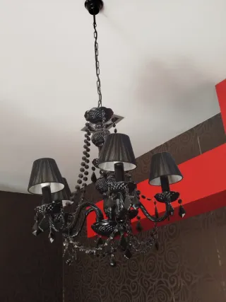 Lámpara de techo negra con cristales