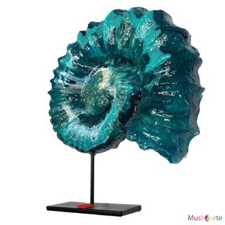 Réplica Amonita de resina grande en tonos Turquesa