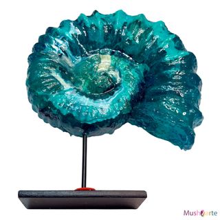 Réplica Amonita de resina grande en tonos Turquesa