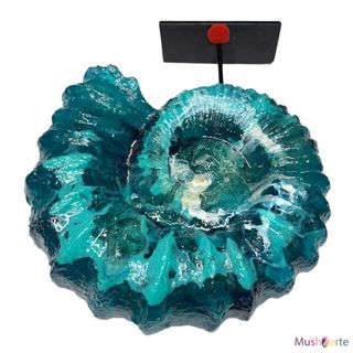 Réplica Amonita de resina grande en tonos Turquesa