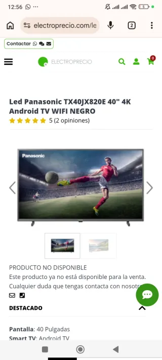 TV LED Panasonic 40 4K Android TV WIFI NEGRO