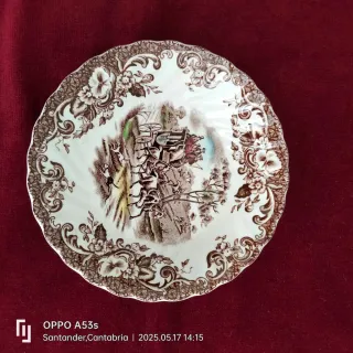 Cuenco porcelana inglesa marrón y blanco