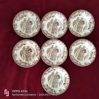 Cuenco porcelana inglesa marrón y blanco