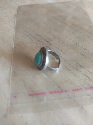 Anello Turchese Sintetico Regolabile Argento