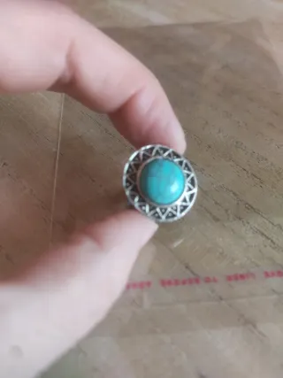 Anello Turchese Sintetico Regolabile Argento