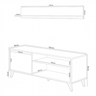 Mesa Tv 135 Cm 1 Puerta 1 Estante. Roble Canadian