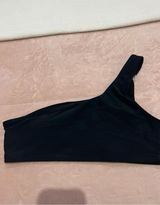 Bikini asimétrico Shein negro fruncido talla S