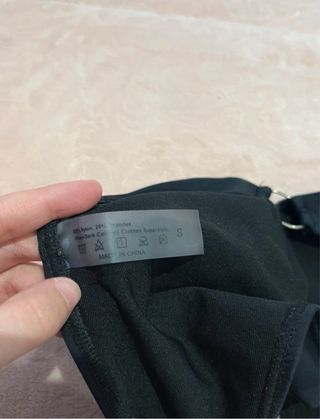 Bikini asimétrico Shein negro fruncido talla S