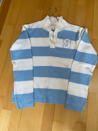 Jersey Rayas Azul y Blanco Talla M