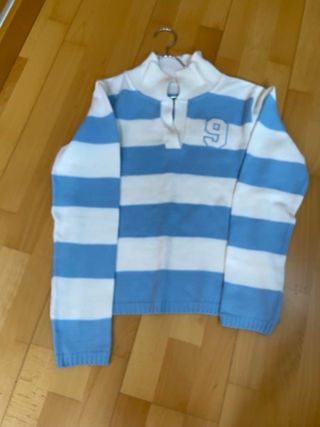 Jersey Rayas Azul y Blanco Talla M