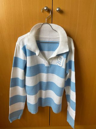 Jersey Rayas Azul y Blanco Talla M