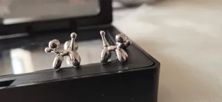 Pendientes perro globos plata