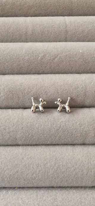 Pendientes perro globos plata