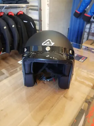 Casco Moto Jet Acerbis Negro Mate Retro