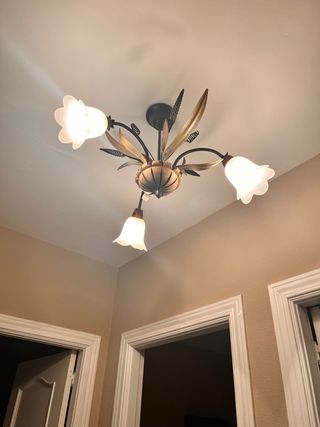 Lámpara de techo metal y cristal.  NO ENVÍO.