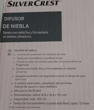 Difusor Aroma Ultrasónico Silvercrest