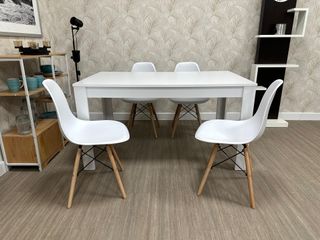 Mesa Comedor Blanca y Madera