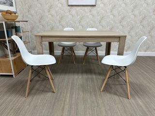 Mesa Comedor Blanca y Madera