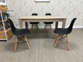 Mesa Comedor Blanca y Madera