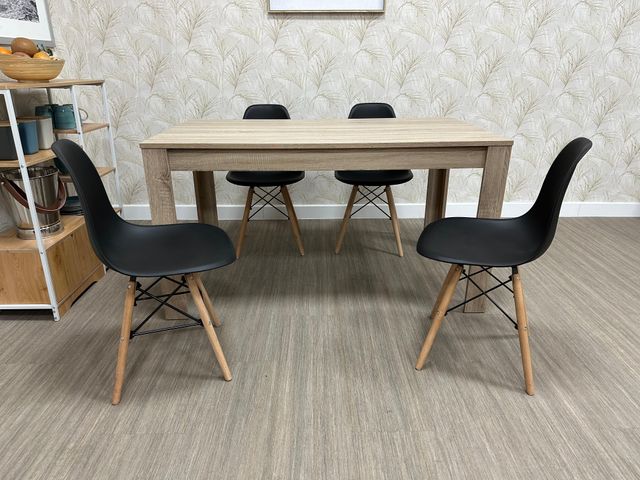 Mesa Comedor Blanca y Madera
