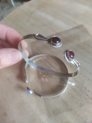 Coppia bracciali argento 925 opale e granato