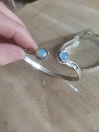 Coppia bracciali argento 925 opale e granato