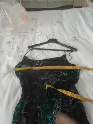 Vestido largo fiesta negro y verde