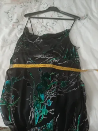 Vestido largo fiesta negro y verde