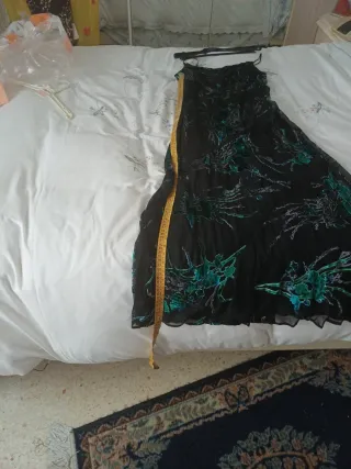 Vestido largo fiesta negro y verde