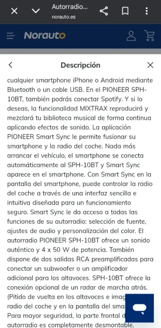 Autorradio PIONEER SPH-10BT