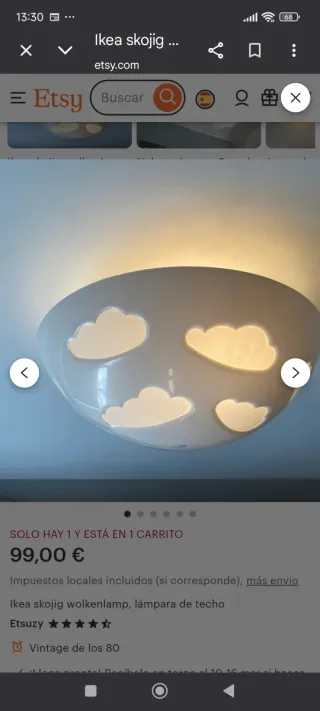 Lámpara infantil nubes blanca