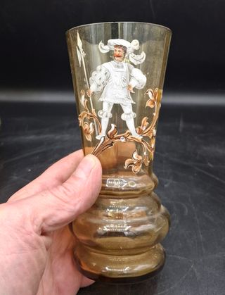 Jarra y Vasos Cristal centroeuropeo Pintado a mano