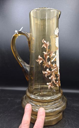 Jarra y Vasos Cristal centroeuropeo Pintado a mano