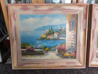 Pareja de óleos sobre lienzo enmarcados