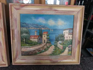 Pareja de óleos sobre lienzo enmarcados