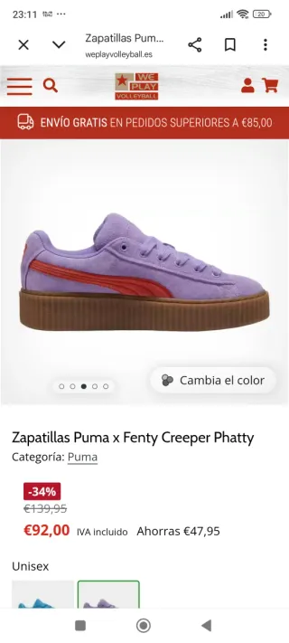 Zapatillas Puma Fenty Morado/Naranja