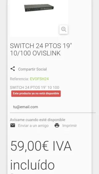 Switch 24 Puertos 10/100 Ovislink EVO-FSH24