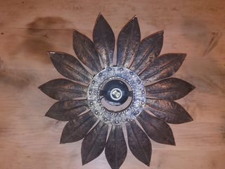 Lámpara Flor Metal Dorada y Plateada