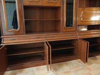 Mueble librería comedor madera y cristal