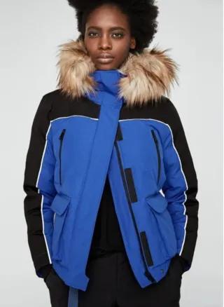 Parka Zara Azul y Negra con Capucha