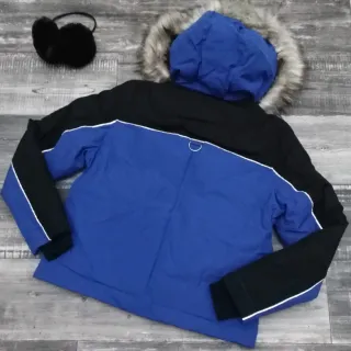 Parka Zara Azul y Negra con Capucha