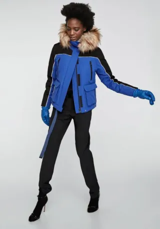 Parka Zara Azul y Negra con Capucha