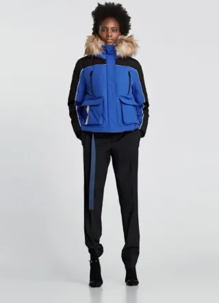 Parka Zara Azul y Negra con Capucha