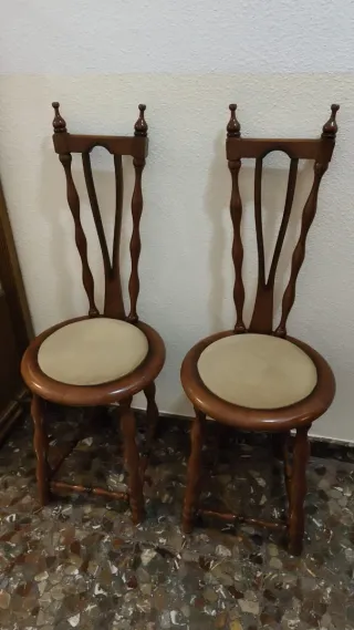 Juego 2 Sillas Madera Tapizadas Beige