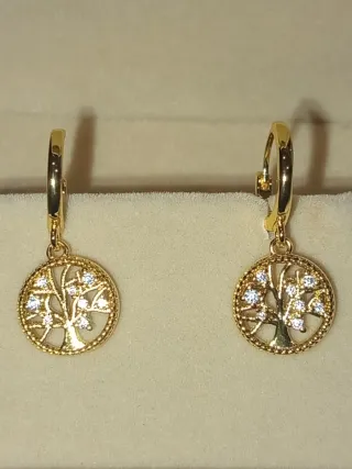 Pendientes Aro Plata 925 Árbol de la Vida