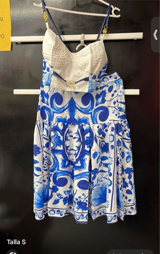 Conjunto estampado floral azul y blanco Talla S