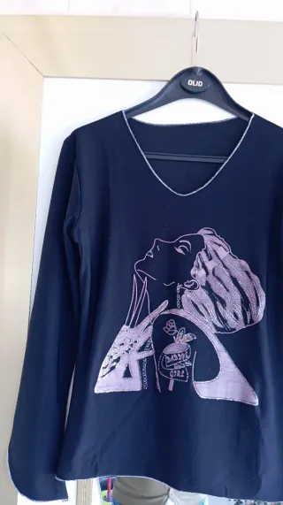 Camiseta mujer manga larga negra Talla M