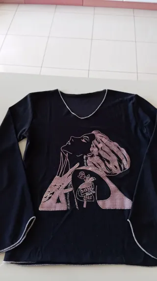 Camiseta mujer manga larga negra Talla M