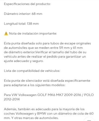 2 Puntas de Escape Cromadas Volkswagen Bmw Audi